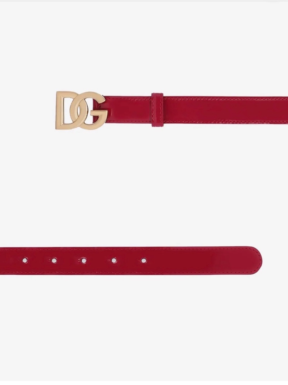 Dolce & Gabbana Red Leather Belt with Gold DG Buckle